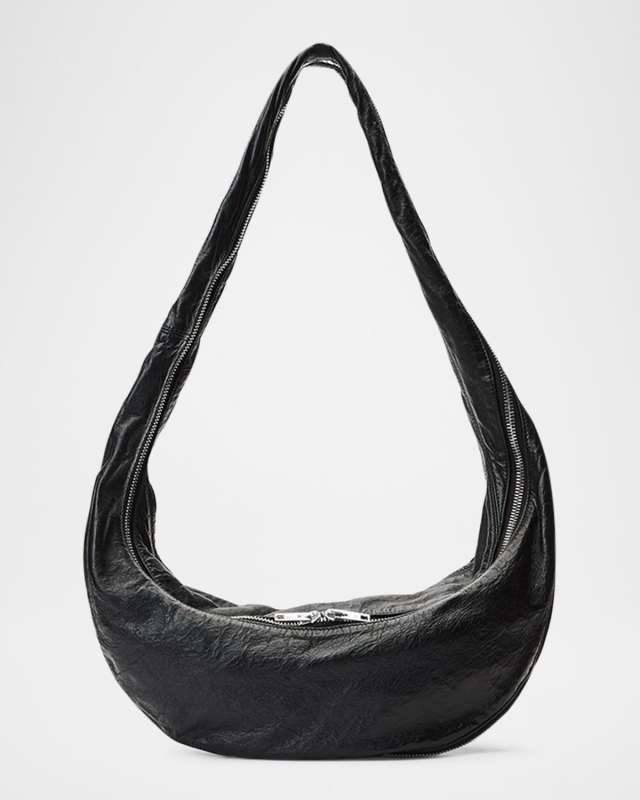 Twyst Zip Leather Hobo Crossbody Bag
